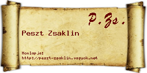 Peszt Zsaklin névjegykártya